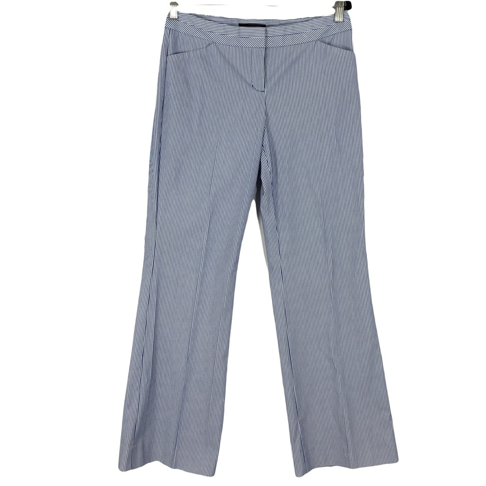 New Express Editor Pant Size 2 Blue White Stripe Polyester Cotton Blend